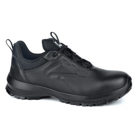 Zapato seguridad NEXT ON S101 de piel negra sin metal, suela antideslizante y protección S3 CI HI SRC. Resistente y profesional