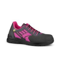 Zapato de seguridad ONE S PINK de Robusta con microfibra hidrófuga, puntera de aluminio y suela deportiva antideslizante.