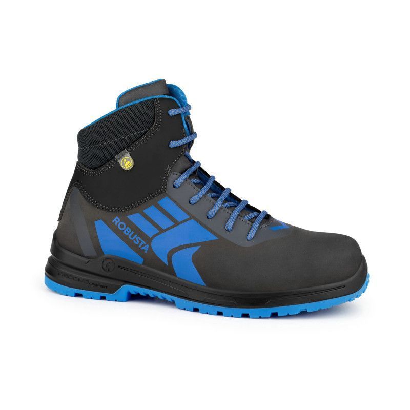 Bota ligera ONE B-BLUE de Robusta, con microfibra hidrófuga, puntera de aluminio y suela deportiva antideslizante.