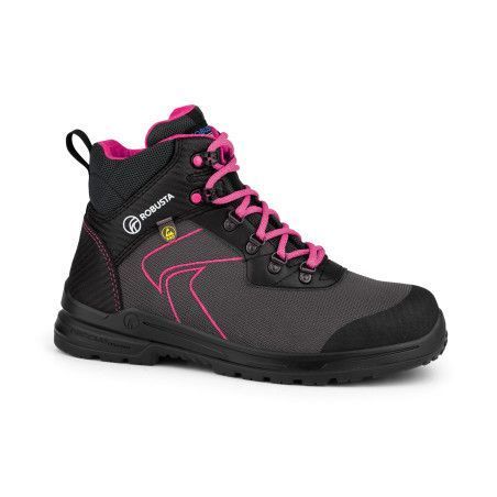 Bota ORBITAL B PINK de Robusta, con microfibra técnica, puntera de aluminio y detalles en rosa fucsia.