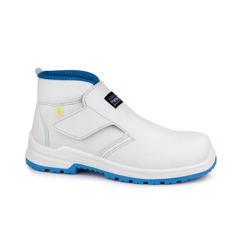 Bota ALBUS B WHITE Ref. 92695 de Robusta en microfibra blanca con suela azul antideslizante y cierre de velcro