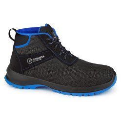 Bota de seguridad DIAMOND BLUE B123 Ref. 92652  con tejido técnico hidrofugado y suela biomecánica azul antideslizante.