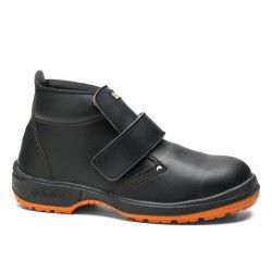 Bota de seguridad Roble VLCO Ref. 92004 de Robusta con piel flor vacuna negra y suela PU bidensidad naranja.