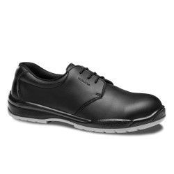 Zapato de seguridad Carlota IND Negro Ref. 90719 de Robusta con piel hidrofugada y suela PU bidensidad SRC.