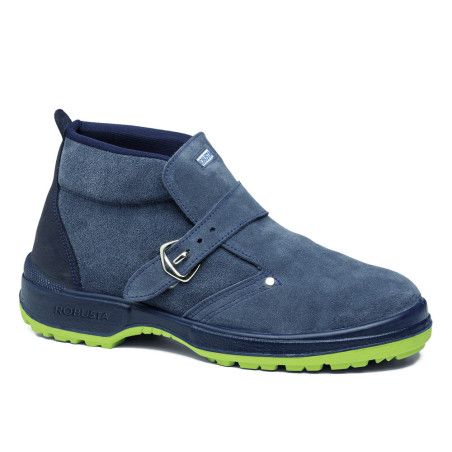 Bota de seguridad Arce Ref. 92006 de Robusta en serraje azul con puntera y plantilla de acero.