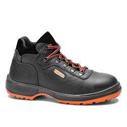 Bota de seguridad Fresno Ref. 92014 de Robusta®, piel flor negra y suela PU/PU naranja antideslizante con pastillas antivuelco.