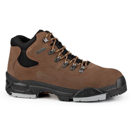 Bota Robusta® Barbo S3 Ref. 90306 de nobuck marrón con Gore‑Tex, suela negra y gris antideslizante, puntera y plantilla acero.