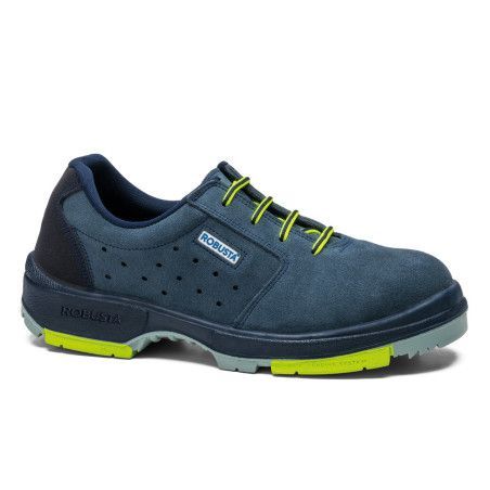 Zapato de seguridad Robusta® ÁLAMO Ref. 92044 en serraje azul con puntera de acero y suela de caucho nitrilo