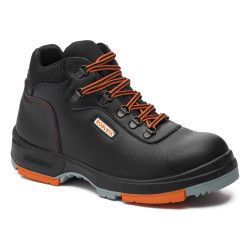 Bota de seguridad Robusta® FORMIO S3 Ref. 92040 en piel negra con puntera de acero y suela antitorsión naranja