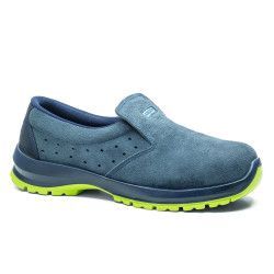 Zapato de seguridad Robusta® Ciprés Ref. 92045 en serraje azul perforado con suela Biomecánica fluorescente