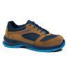 Zapato de seguridad Robusta® INCA Ref. 92080 en serraje marrón y tejido azul con suela Biomecánica antideslizante