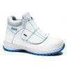 Bota de seguridad Robusta® PERCA Ref. 92143 en piel flor blanca con forro GORE-TEX® y suela de poliuretano azul antideslizante.