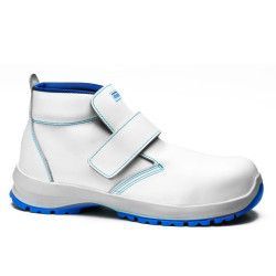 Bota baja de seguridad Robusta® CEREZO Ref. 92146 en piel flor blanca con cierre velcro y suela PU antideslizante SRC.