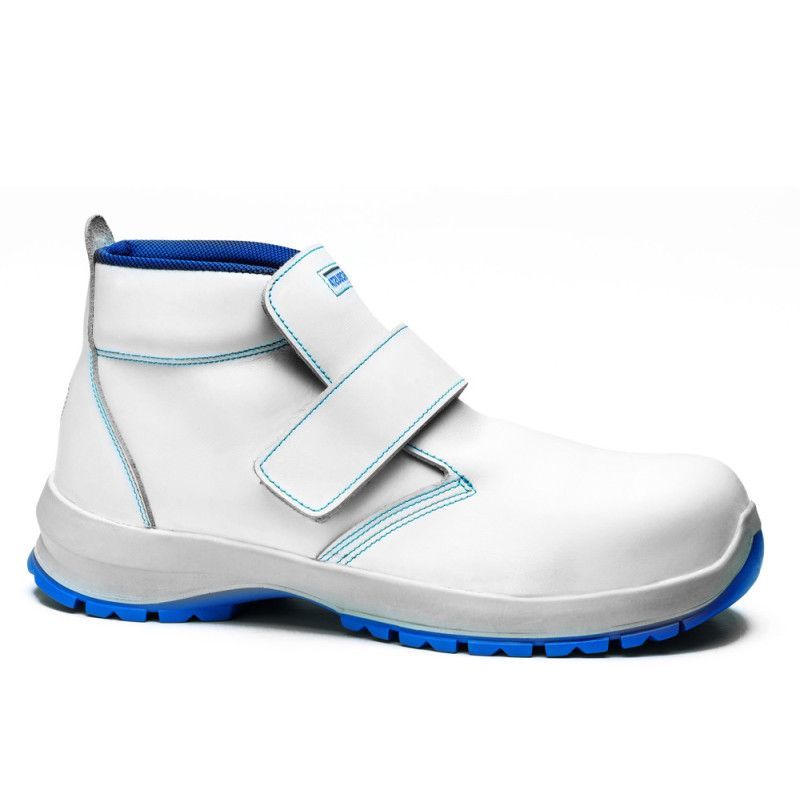 Bota baja de seguridad Robusta® CEREZO Ref. 92146 en piel flor blanca con cierre velcro y suela PU antideslizante SRC.