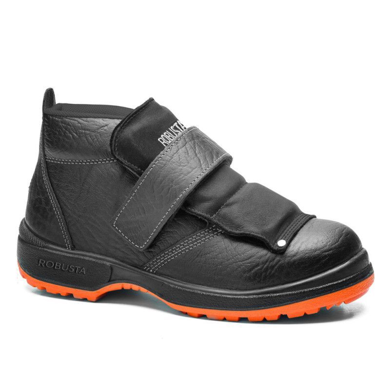 Bota de seguridad Robusta® Metaergonomic Ref. 92171 con piel ignífuga negra y suela Basic PU/PU naranja