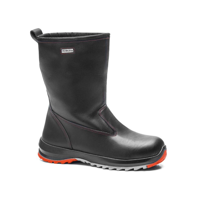 Bota de seguridad Robusta® ASTER Ref. 92112 en piel flor ignífuga con suela Biomecanic gris y naranja