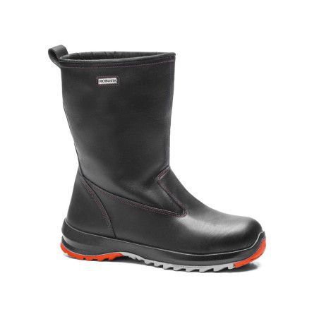 Bota de seguridad Robusta® ASTER Ref. 92112 en piel flor ignífuga con suela Biomecanic gris y naranja