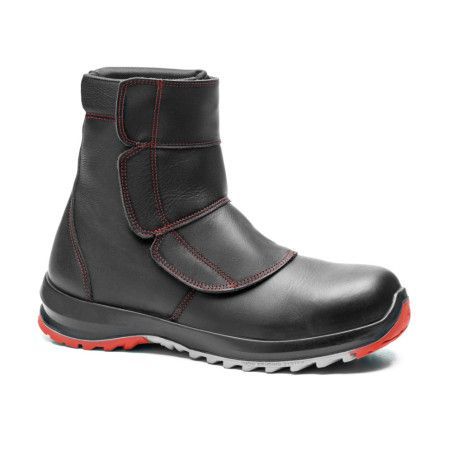 Bota de seguridad Robusta® FUSIÓN Ref. 92118 en piel flor ignífuga, cierre de velcro y suela Biomecanic gris y naranja
