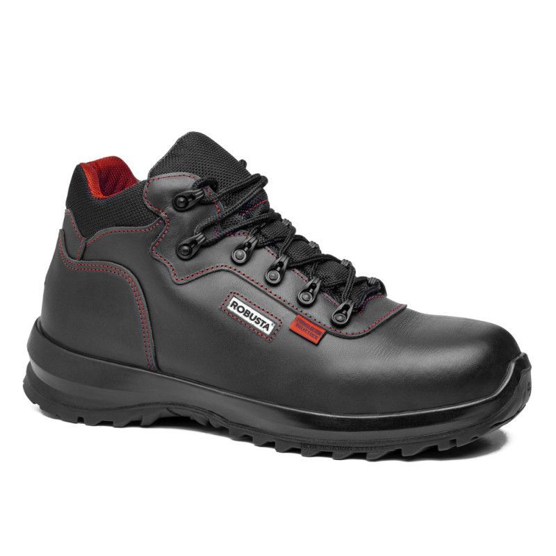Bota Robusta® FORMIO DIELÉCTRICO Ref. 92181 en piel flor negra con suela de caucho nitrilo dieléctrico y sistema anti-torsión