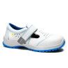 Zapato de seguridad Robusta® Sandra ESD Ref. 92158 con piel flor blanca, diseño perforado y suela Biomecanic azul